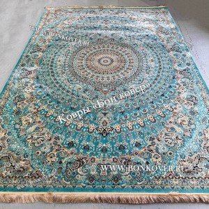 Восточный Ковер Для Гостиной Медальон Дизайн 28767 Бирюзовый