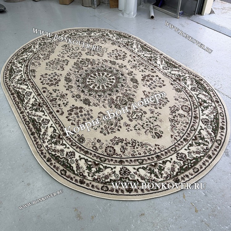 Ковер Лайт Карпет New 4 Дизайн 16 Бежево-Коричневый Овал