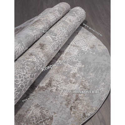 Абстрактный ковер дизайн 79 коричневый с серым Овал